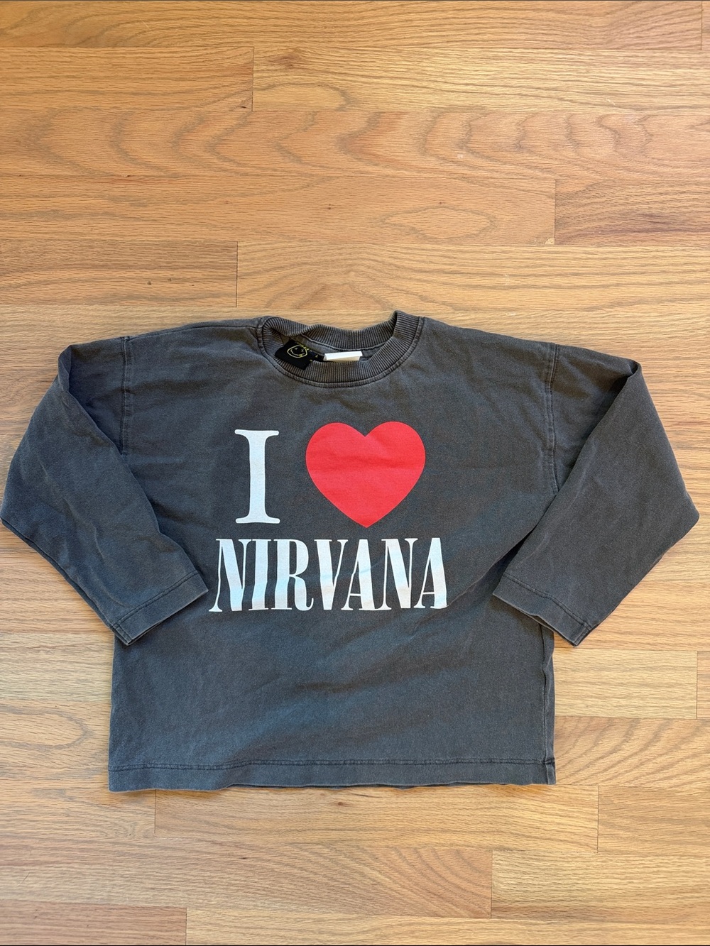 Zara  I Heart Nirvana Graphic Kids Long Sleeve Shirt - 4T washed black NWOT